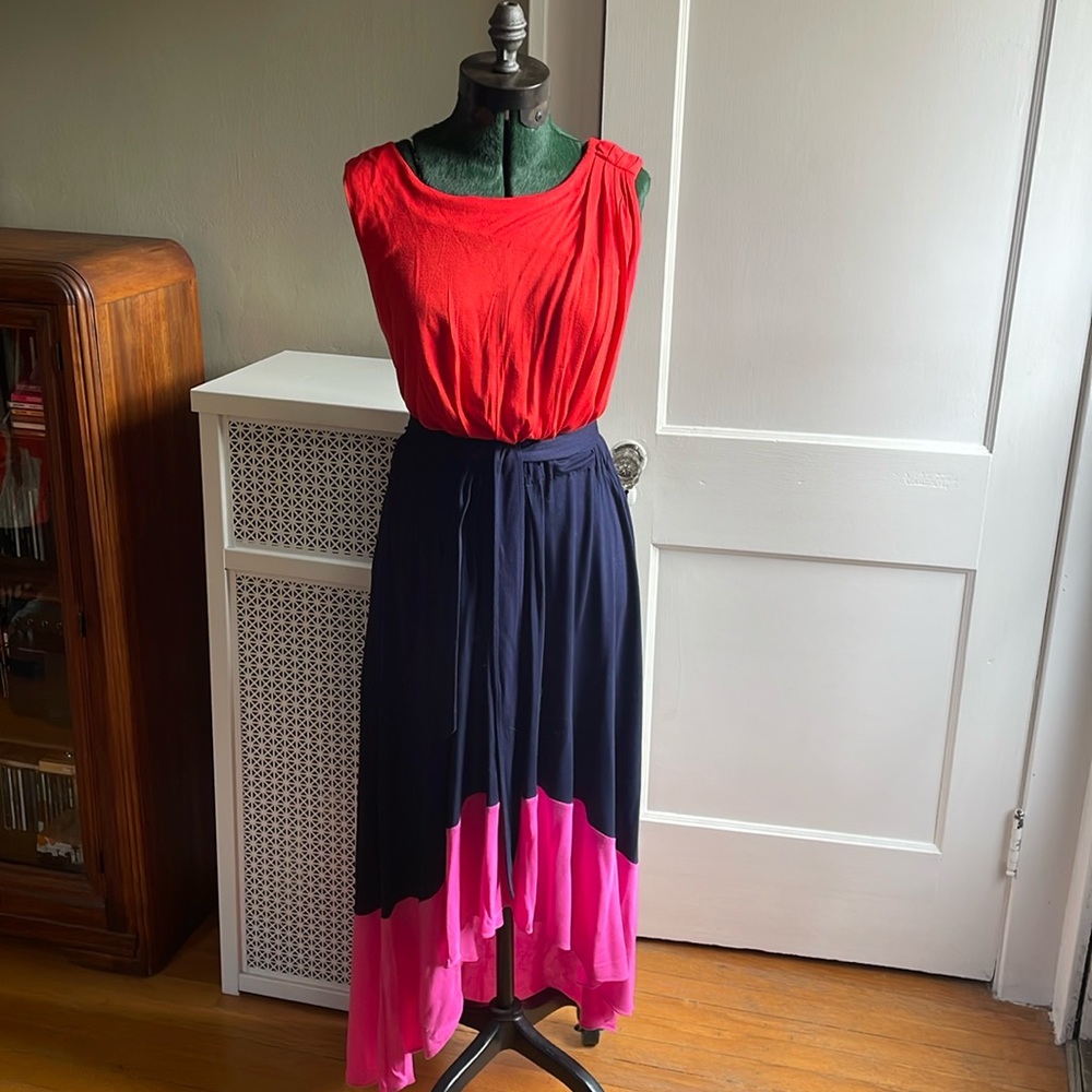 Marc by Marc Jacobs grecian color block high low tie dress small